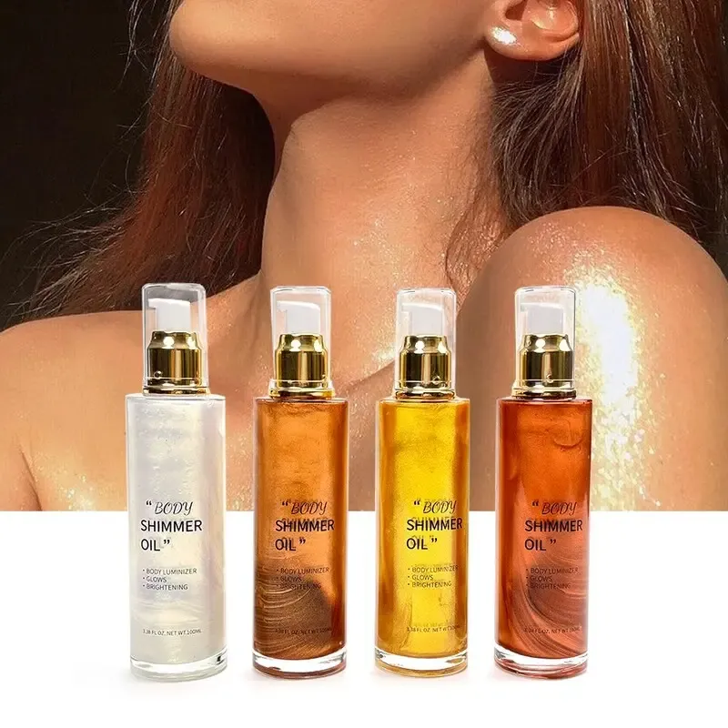 Organic Waterproof Liquid Body Glitter Face Highlighter Private Label Body Shimmer Oil — OEM product photo