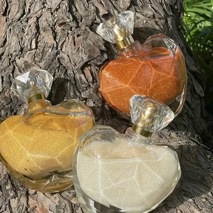 Private label gold body shimmer oil bottle