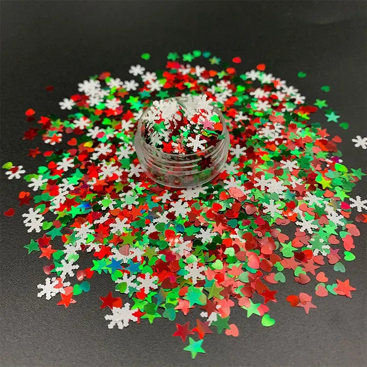 Christmas Style Polyester Mix Shaped Holographic Chunky Glitter — OEM product photo