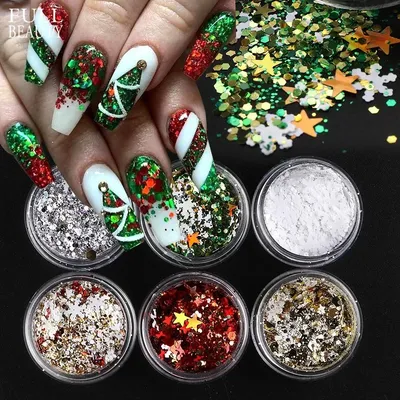 6 Jars/set Christmas Snowflake Glitter Set Powder — OEM product photo