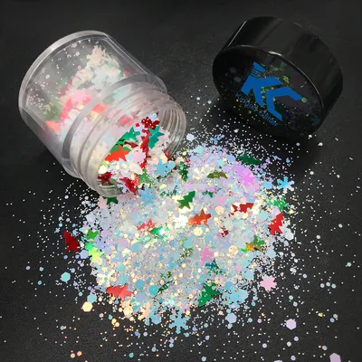 2023 New Christmas Decoration Snowflakes Polyester Chunky Glitter Powder — OEM product photo